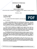 Pennsylvania Judicial Conduct Board LETTER Re 2016-692 COMPLAINT v. Judge Donald Totaro December 1, 2016