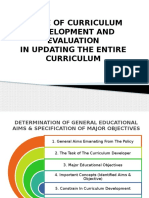 Stage of Curriculum Development and Evaluation in Updating The Entire Curriculum