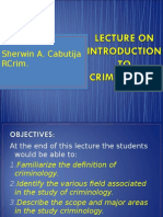 Lecture On Introduction To Criminology