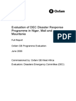 Evaluation of DEC Disaster Response Programme in Niger, Mali and Mauritania