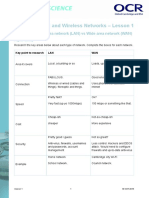Unit 1.4 Wired and Wireless Networks - Lesson 1: Activity 1 - Local Area Network (LAN) Vs Wide Area Network (WAN)