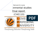 Environmental Studies Final Report (CHE110) : Field Work For Course