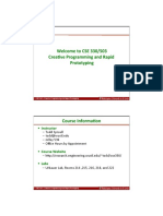 Welcome To CSE 330/503 Crea2ve Programming and Rapid Prototyping