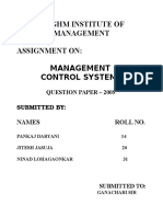 H&GHM Institute of Management Assignment On: Management Control Systems