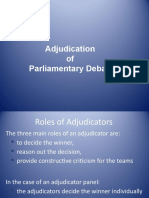 Adjudication of Parliamentary Debate