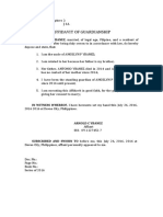 Affidavit of Guardianship: I, ARNOLD C YBANEZ, Married, of Legal Age, Filipino, and A Resident of