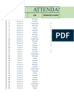 Attendance Sheet: S.No Date DAY Presented Classes