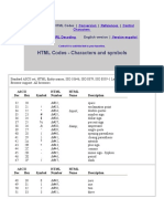 HTML Codes - Characters and Symbols