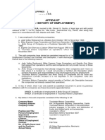 Affidavit-History of Employment