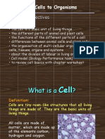 From Cells To Organisms: Learning Objectives