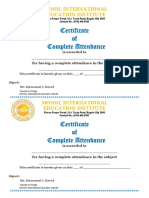 Monol Certificate&Very Good