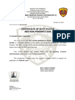 Certificate of Duty Status and Non-Pending Case: Jose Abad Santos Police Station (Ps-7)