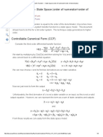 Transfer Function State Space (Order of Numerator Order of Denominator)