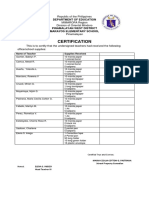 Certification: Republic of The Philippines MIMAROPA Region Division of Oriental Mindoro