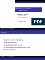 MOD004491 Corporate Finance Dividend Policy: Anglia Ruskin University DR Handy Tan Handy - Tan@anglia - Ac.uk