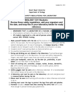 BIOLOGY 1221 Students: Review These Safety Regulations, Add Your Signature and The Date, and Keep This in Your Laboratory Binder For Ready Reference