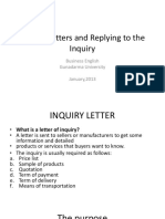 Inquiry Letters and Reply