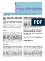 Knowledge and Practice of Infection Control Among Health Workers in A Tertiary Hospital in Edo State, Nigeria