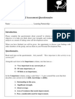 Self Assessment Questionnaire: Name - . Learning Partnership - ......