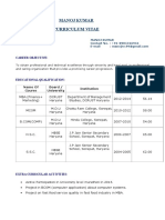 Manoj Kumar Curriculum Vitae: Career Objective