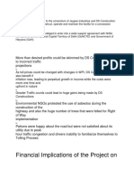 Financial Implications of The Project On