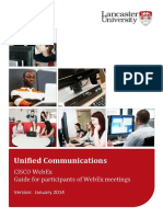 CISCO WebEx Guide For Participants of WebEx Meetings. Unified Communications