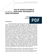 The Dynamics of Africa in World Affairs: From Afro-Pessimism To Afro-Optimism?