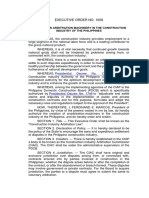 Executive Order No. 1008: Creating An Arbitration Machinery in The Construction Industry of The Philippines