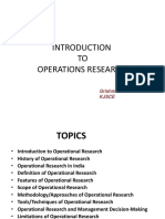 TO Operations Research: Grishma Sharma Kjsce