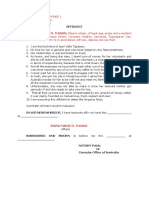 Affidavit I,: JOANA MARIE D. TUGADI, Filipino Citizen, of Legal Age, Single and A Resident