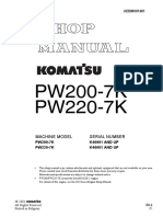 Komatsu PW200-7K Hydraulic Excavator Service Repair Manual SNK40001 and Up PDF