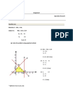 Operation Research Questions and Solutions