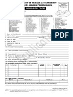 Admission Form of UST Bannu 2018updated