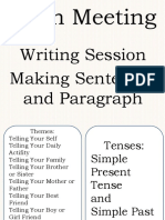 Writing Session Making Sentences and Paragraph