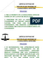 Article of War 105 Disciplinary Powers of Commanding Officers