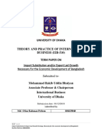 Import Substitution And/or Export Led Growth Necessary For The Economic Development of Bangladesh