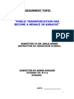 "Public Transportation Has Become A Menace in Karachi": Assignment Topic