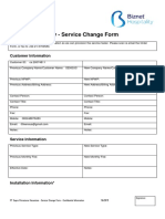 Service Change Form - Biznet Hospitality