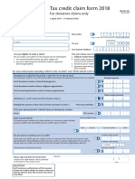 Tax Credit Claim Form 2018: For Donation Claims Only