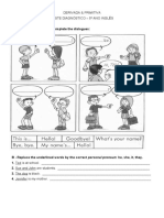 Teste Diagnostico de Ingles 5º Ano PDF