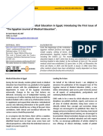 The Changing Face of Medical Education in Egypt Introducing The First Issue of "The Egyptian Journal of Medical Education".