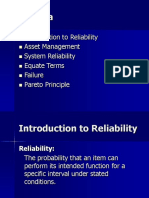 Agenda: Introduction To Reliability Asset Management System Reliability Equate Terms Failure Pareto Principle