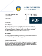 Course Title: MERGERS AND Acquisitions Course Code: LTP/ S SW/ FW Total Credi T Units