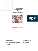 Assignment ON Advertisment: Atithi Devo Bhava