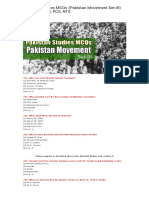 Pakistan Studies MCQs (Pakistan Movement) For FPSC, PMS, PCS, NTS