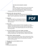 Factors Influencing Highway Design