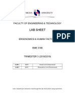 Lab Sheet For Ergonomics and Human Factors-EME3186 PDF