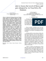 A Descriptive Study To Assess The Level of Stress and Coping Strategies Adopted by 1st Year B.SC (N) Students