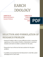 Research Methodology: Submitted To Submitted by Mohammed Roshif U Charulatha Assistant Professor Research Scholar Smbs