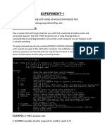 Experiment-1: OBJECTIVE: Running and Using Services/commands Like 1.ping Command